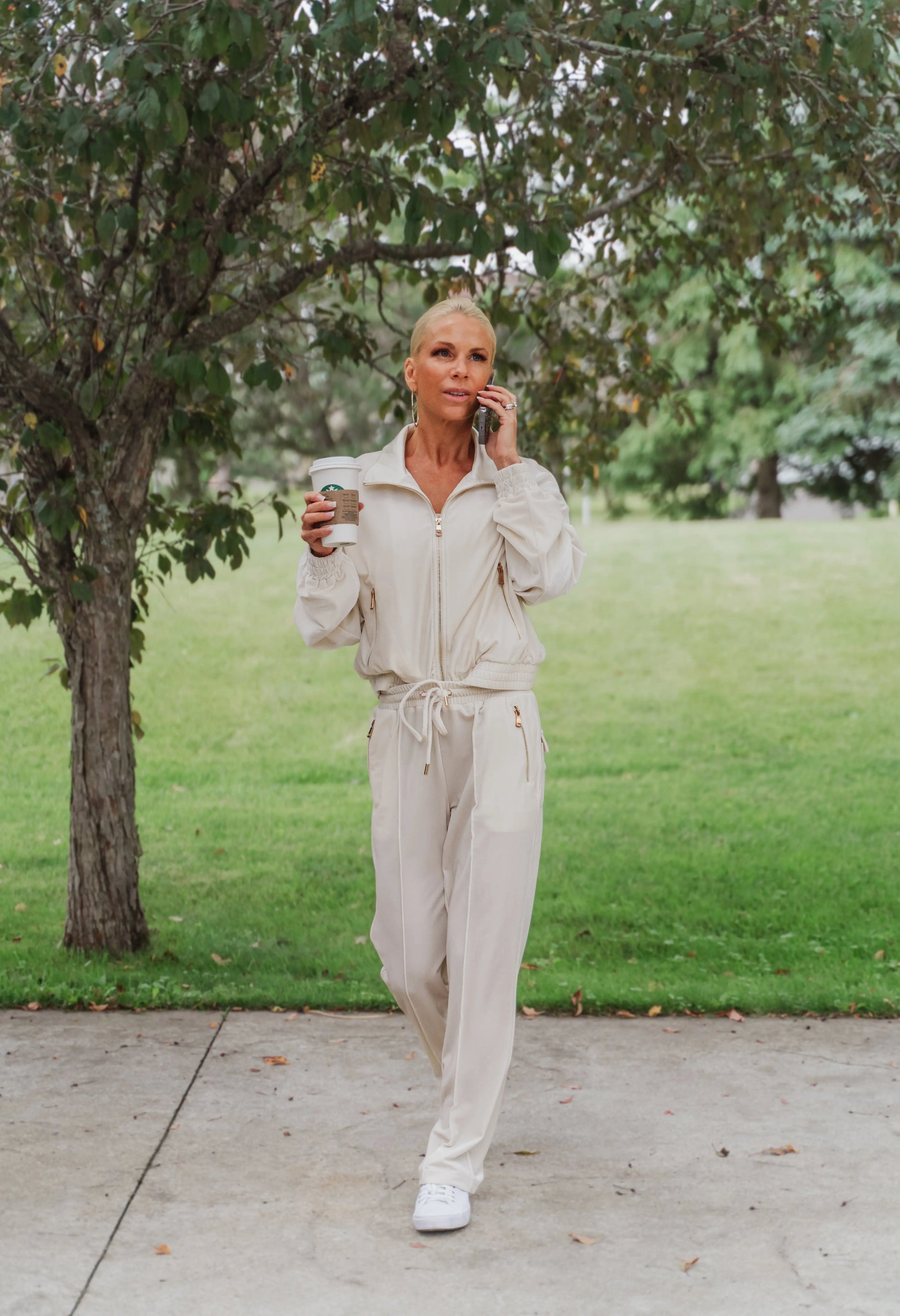 White Velour Tracksuit - Image #4