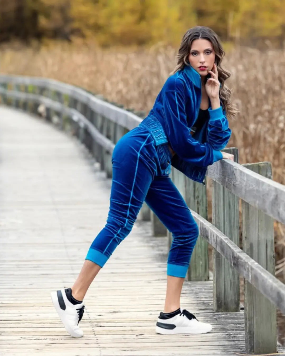 Vintage Blue Velour Track Suit - Image #2