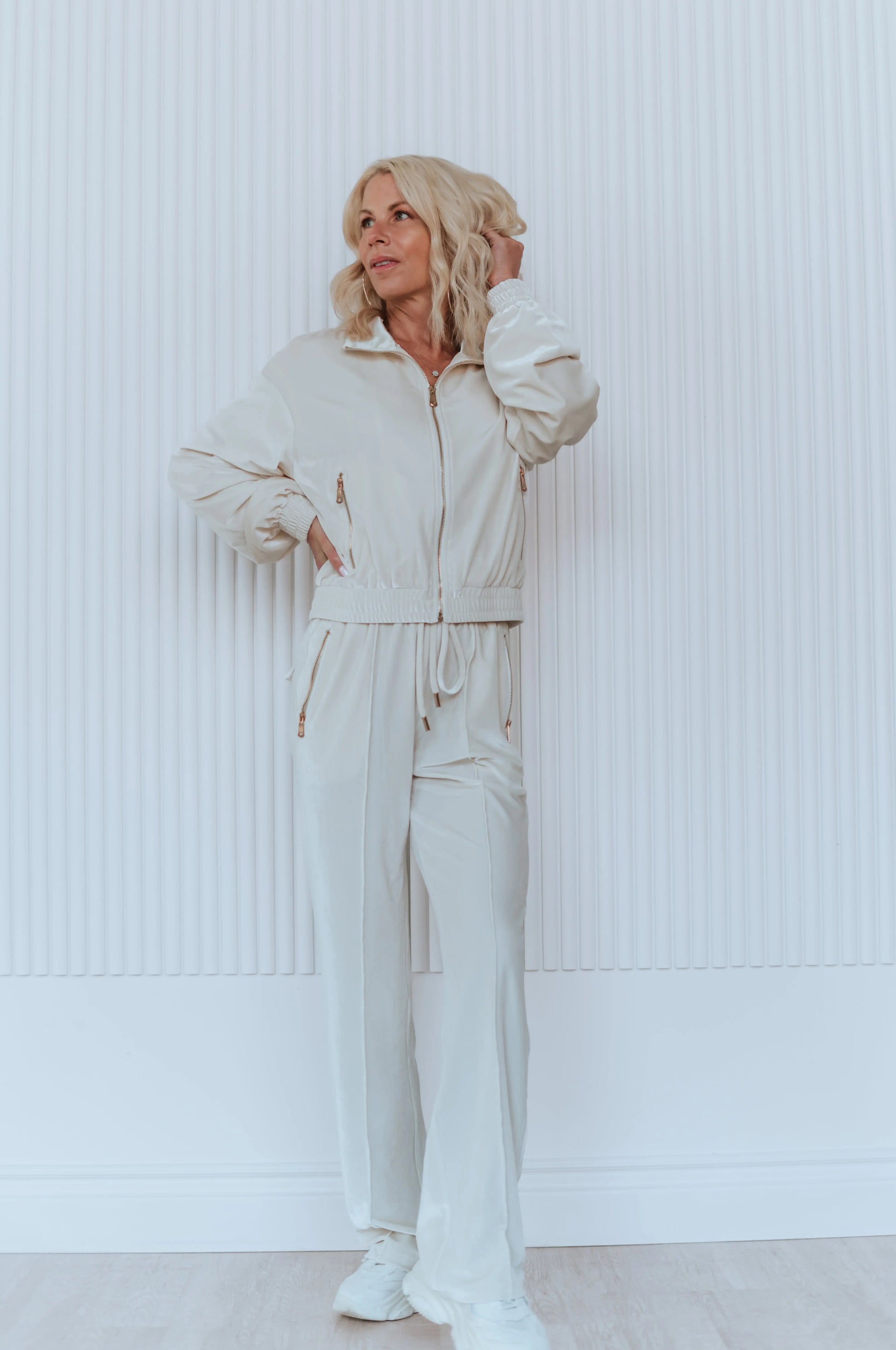 White Velour Tracksuit - Image #3