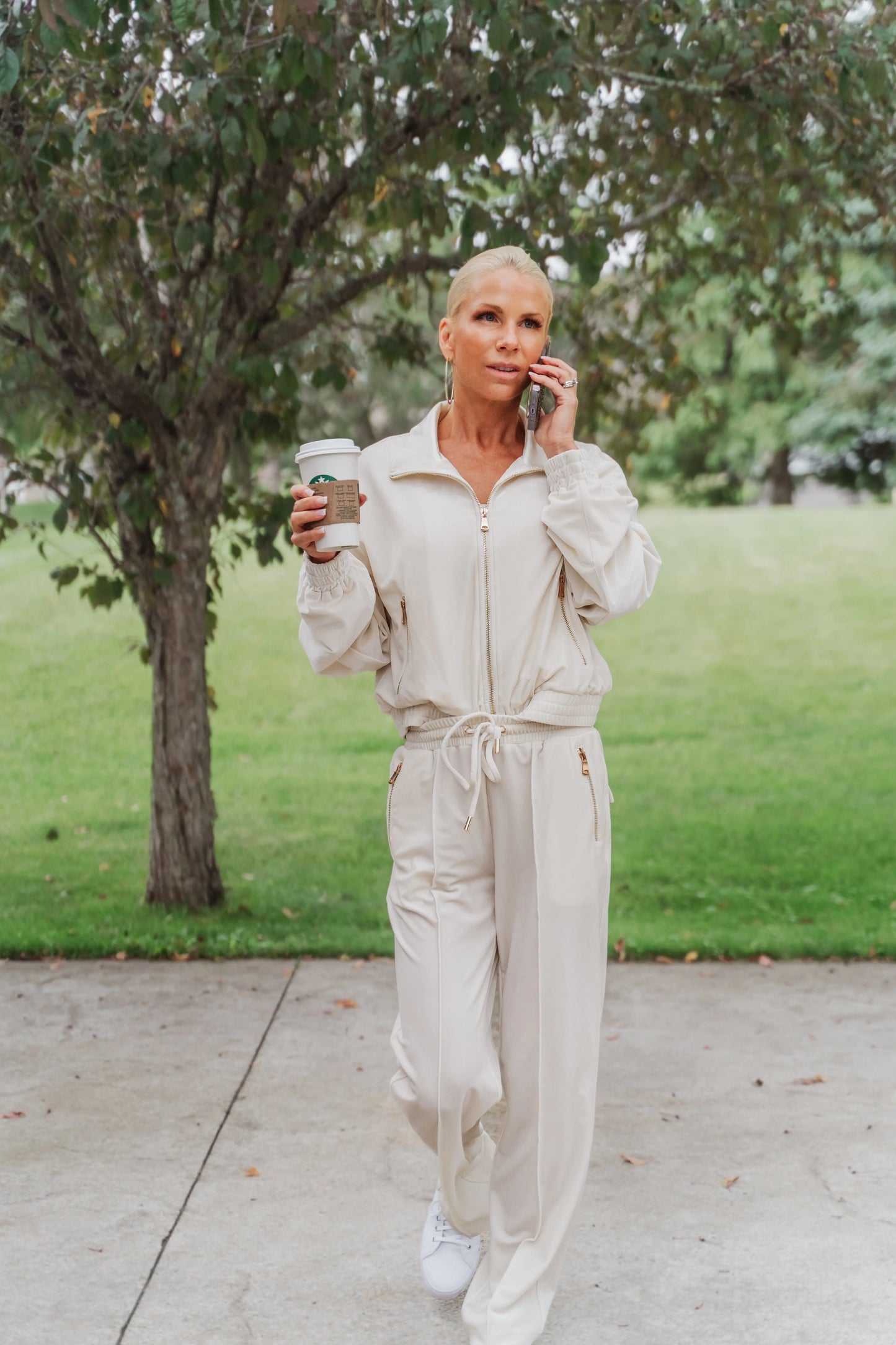 White Velour Tracksuit - Image #2