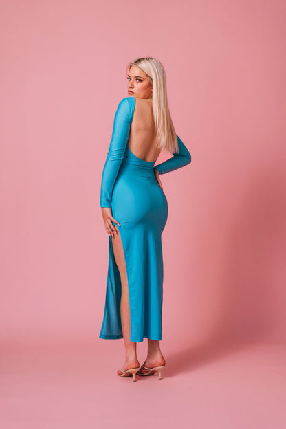 Blue Diamonds Open Back Dress - Image #4