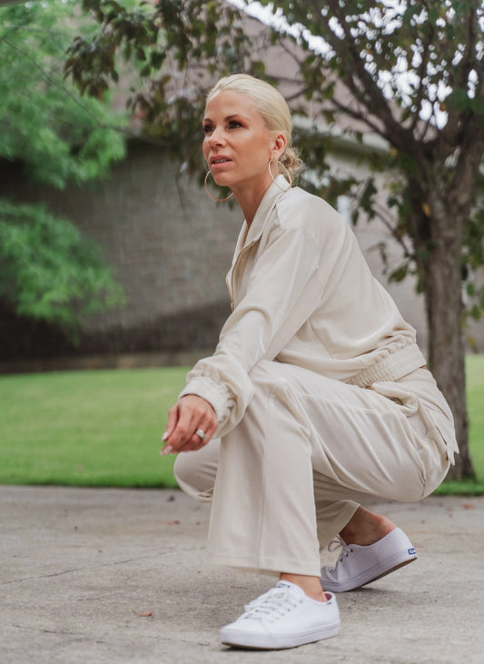 White Velour Tracksuit - Image #1